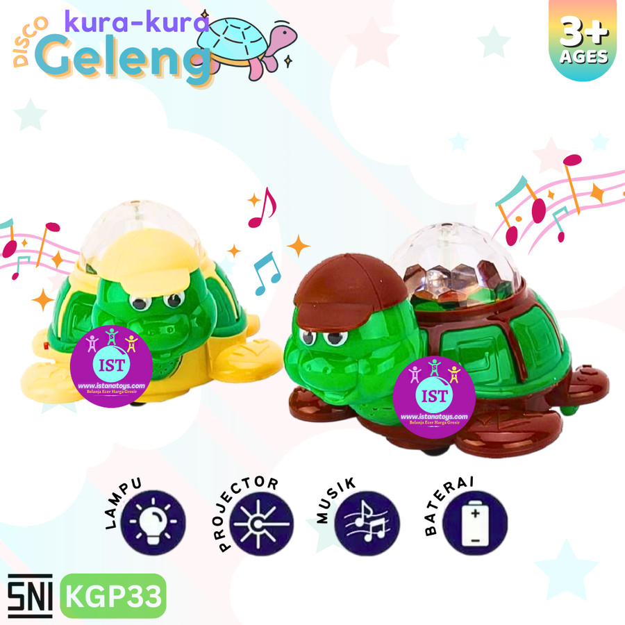 IST Mainan Kura-Kura Geleng Disco Musik Lampu KGP33