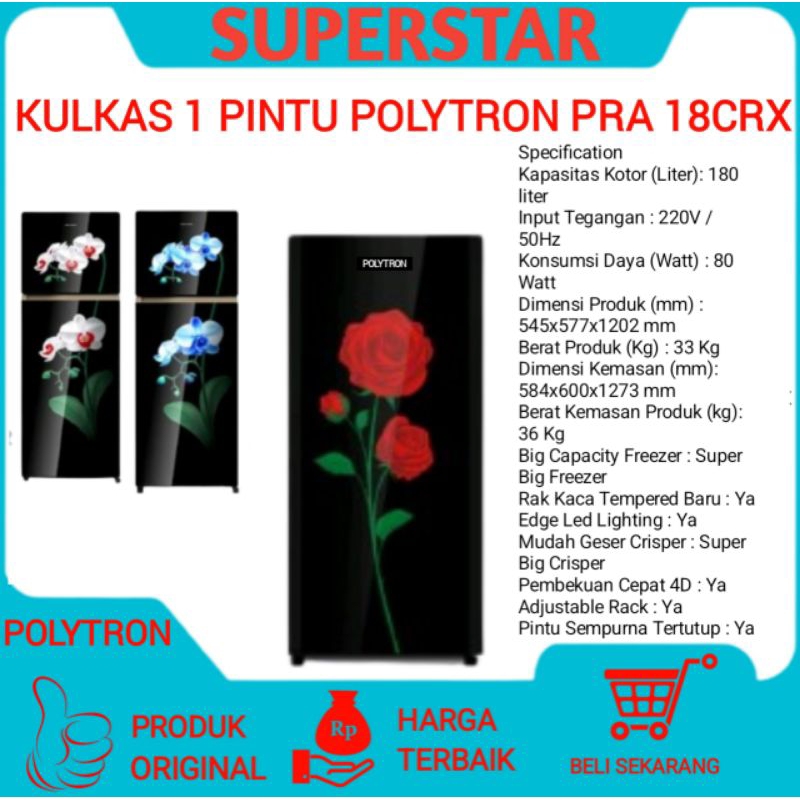 Kulkas Polytron Pra 18Crx Kulkas 1 Pintu Polytron PRA-18 CRX