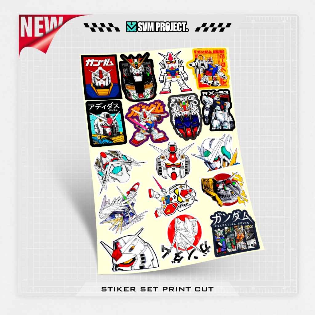 STICKER PACK VINYL  / MOTIF GUNDAM / STIKER / GUNDAM / TRANSFORMERS / LAPTOP / BRAND / INTIP / HELM