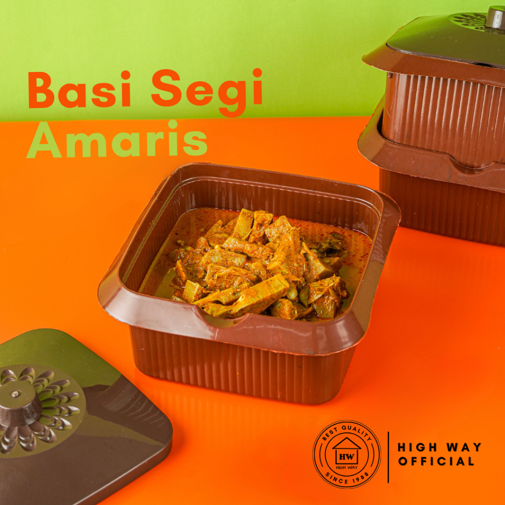 HIGH WAY - Basi Segi Amaris FREE Centong Wadah Saji Prasmanan Set Mangkok Sayur Tutup Tempat Lauk Ae