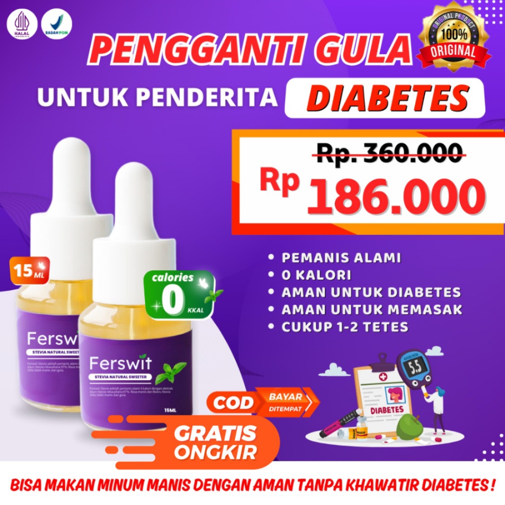 

Ferswit Stevia, Gula Stevia Cair, Gula Stevia Tetes, Paket 2 Botol Isi 30 Ml