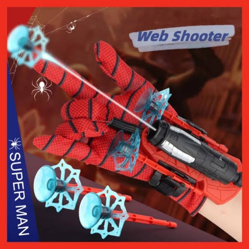 Mainan paket pelontar spiderman shotter shoter shooter marvels studio sarung tangan kado hadiah anak
