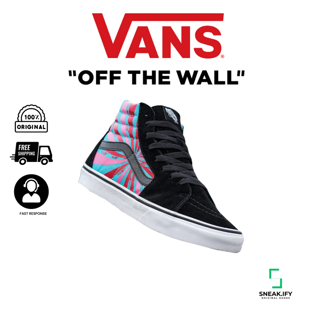 Sepatu Vans Sk8-Hi Retro Mart Black Multi True White - Sneakers Unisex Terbaru