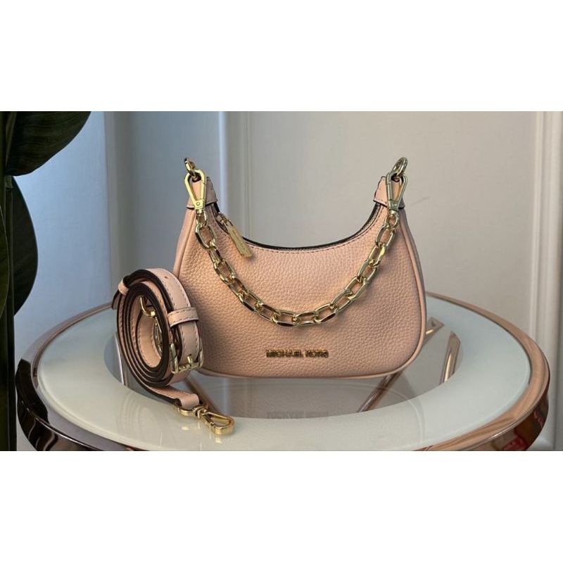tas mk bag cora mini zip pouchette powder blush original athentic