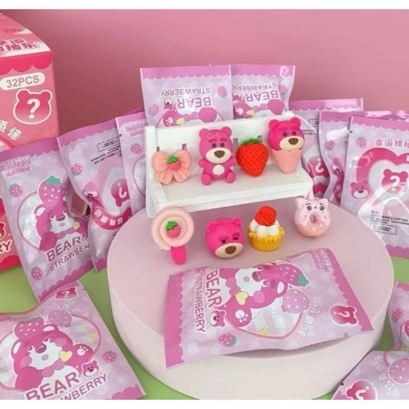 

Penghapus pensil lotso Mystery Bag eraser strawberrt bear / Penghapus pensil krakter lotso