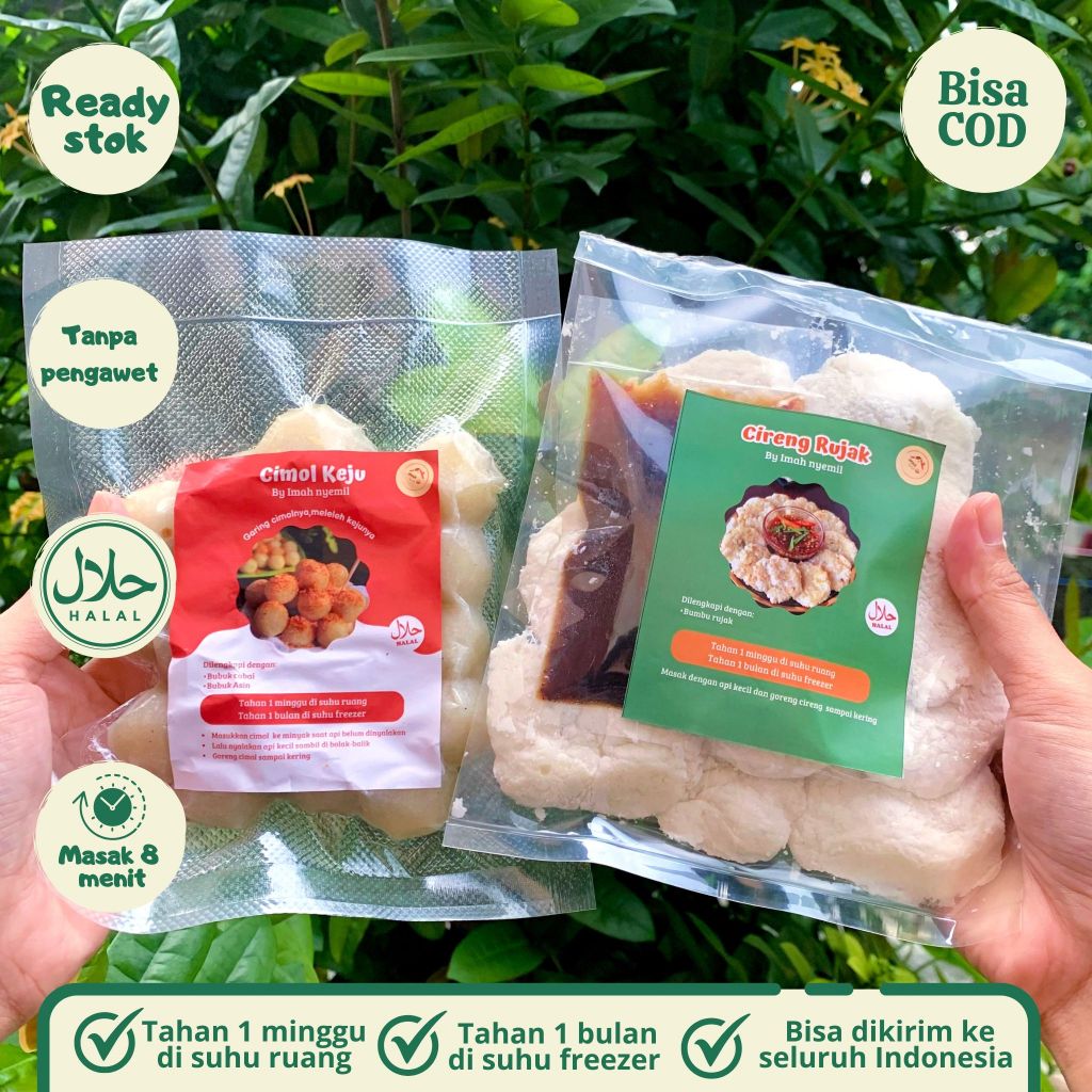 

Bundling 2 Produk Cimol Keju dan Cireng Rujak Frozen Vacum