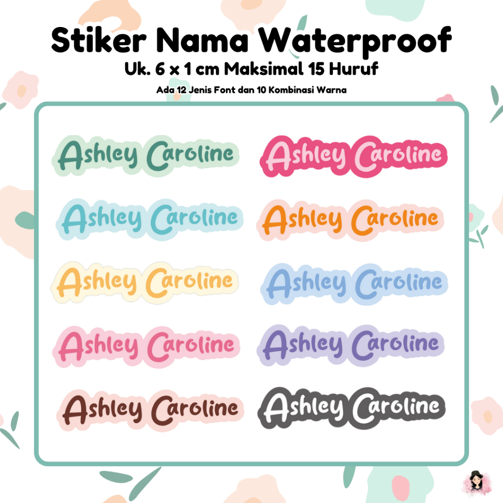 

Stiker Nama Waterproof Colorful Label Nama Vinyl Premium