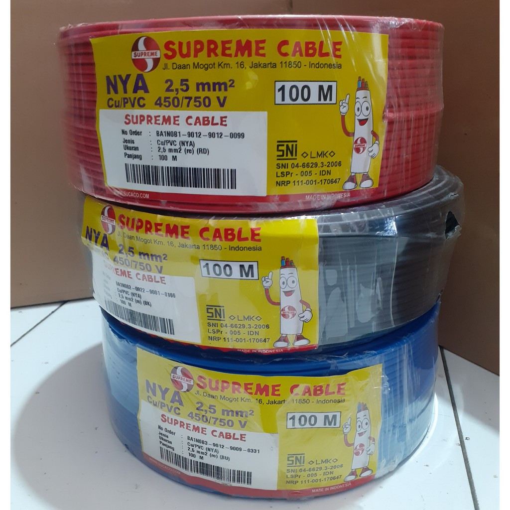 Kabel Listrik Supreme NYA Tunggal 2.5mm 100 meter
