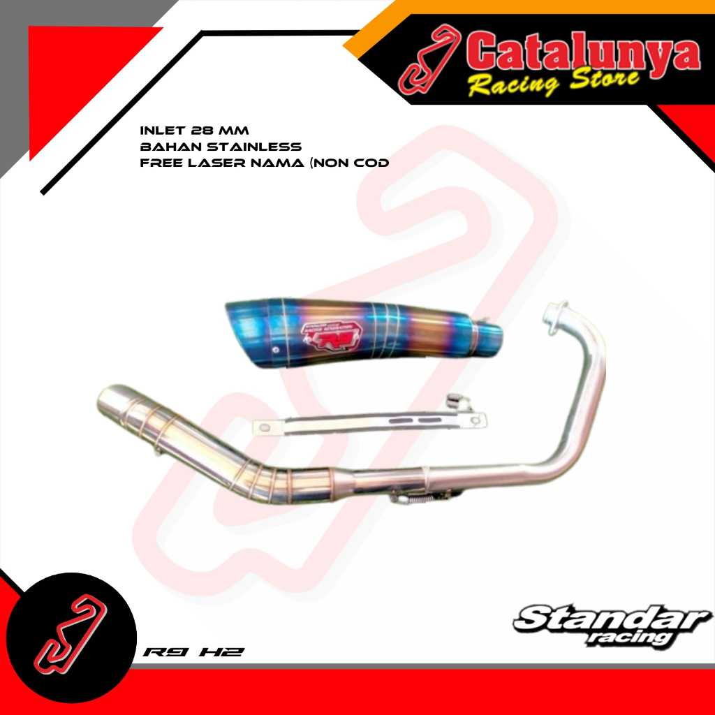 knalpot racing R9 h2 blue gold untuk r15 vixion cbr mx fu mega pro bison gsx sonic xabre supra gtr  