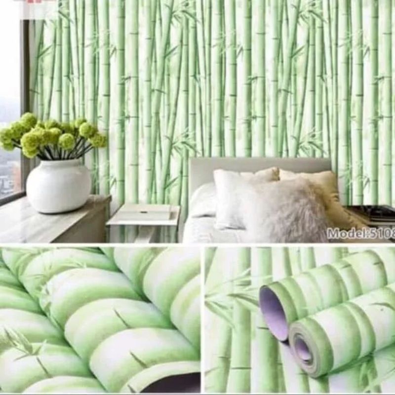 Wallpaper Dinding Bambu Daun Wall Sticker Wallpaper