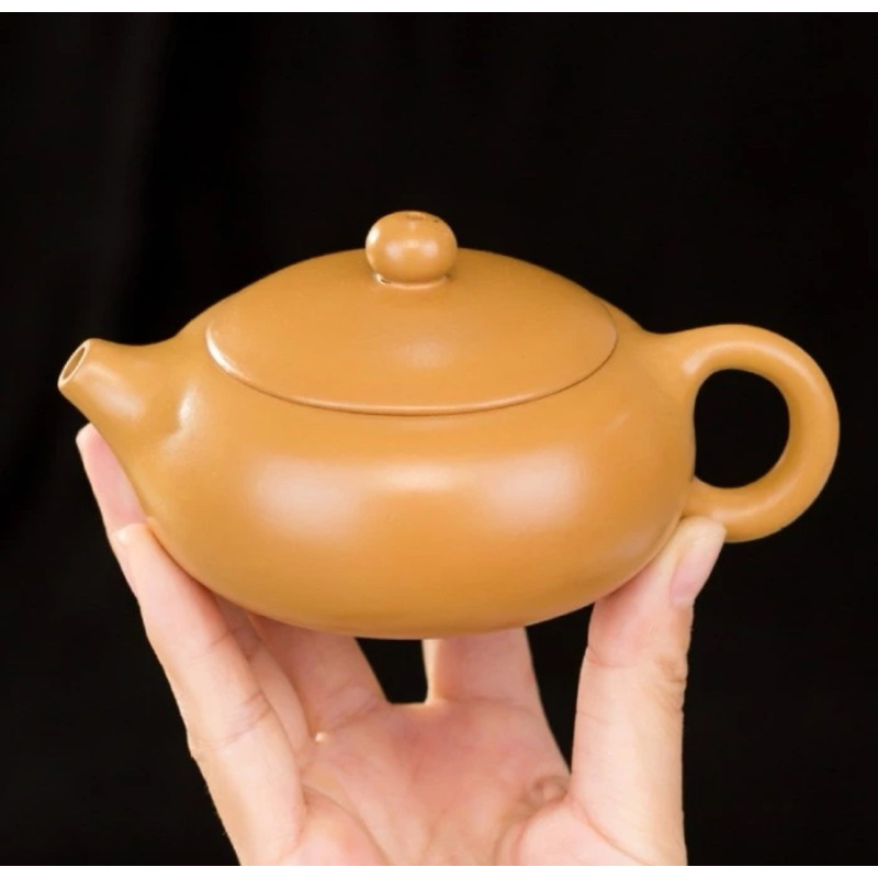 Authentic Yixing Zisha Gold Zhuni Flat Xishi TeaPot