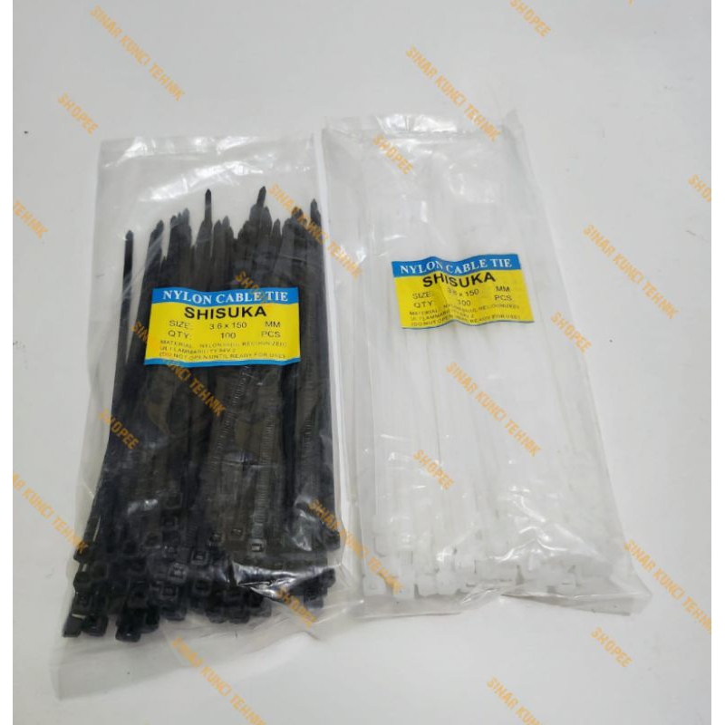

Kabel Ties Tali Sabuk 150mm 3,6 × 150mm 15Cm isi 100Pcs Hitam / Putih - 15Cm Putih