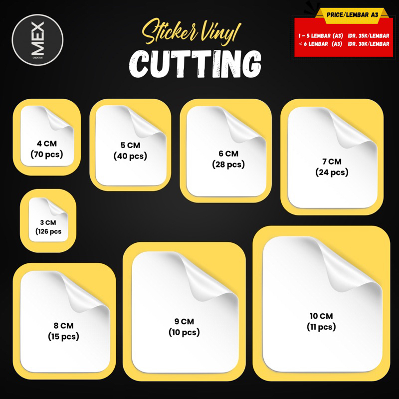 

Print & Cutting Sticker Vynil anti air | Harga per lembar A3