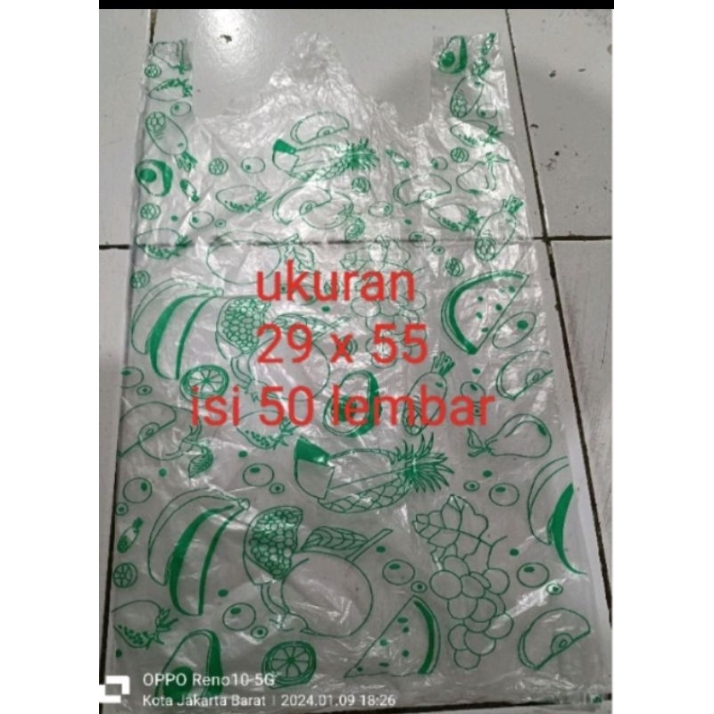 hd buah kantong plastik kresek bening motif buah UK 29x55 isi 50 lbr