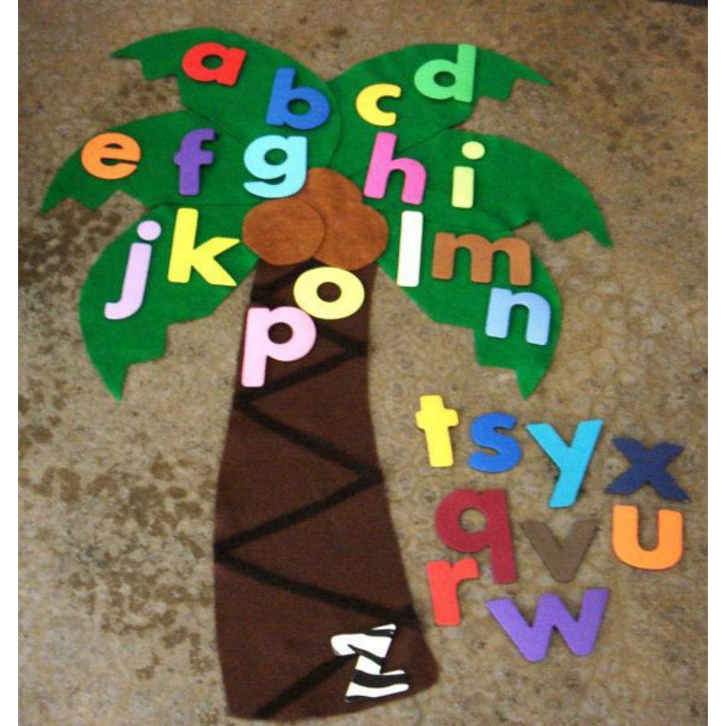Satu set Huruf abjad dan pohon kelapa/huruf abjad alat edukasi anak mengenal huruf atau angka