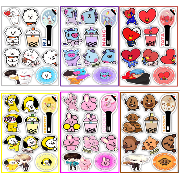 

Stiker KPOP Bangtanboys BTS BT21 Fan Kpop Army Cooky Chimmy RJ Shooky Tata Mang Koya Sticker