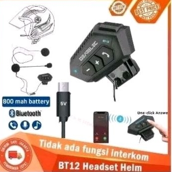 Bluetooth Helm BT12 Headset Helm Anti Air, Dengan Microphone Baru