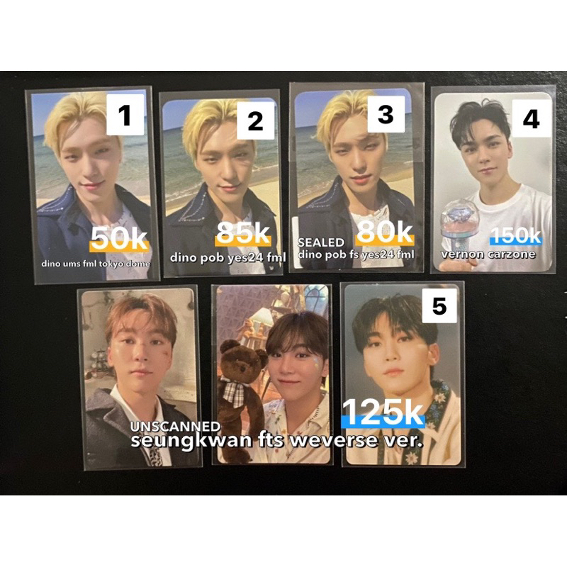 [GANTI J&T] pc photocard seventeen dino vernon seungkwan fml pantai ums tokyo dome yes24 pob fs cara