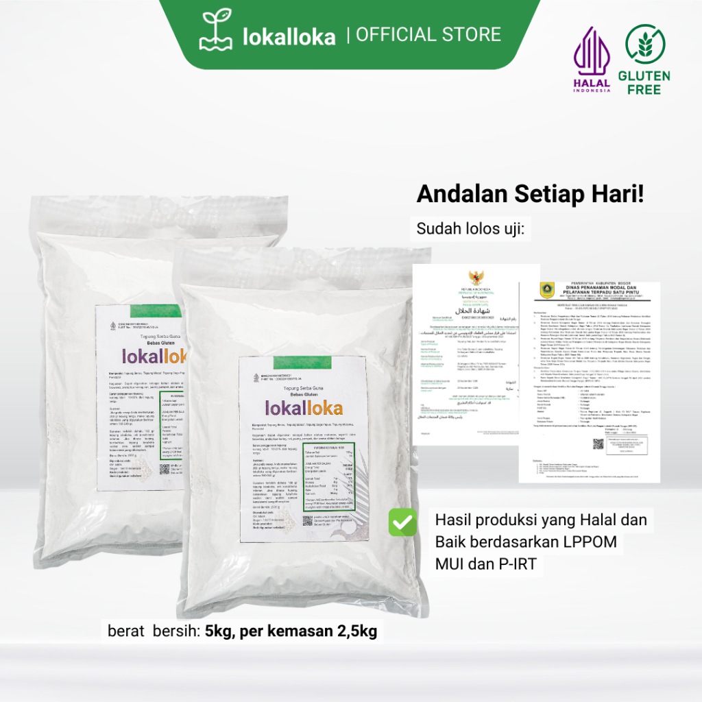 

HG Tepung Serba Guna Bebas Gluten Lokalloka 5kg Pengganti Teru