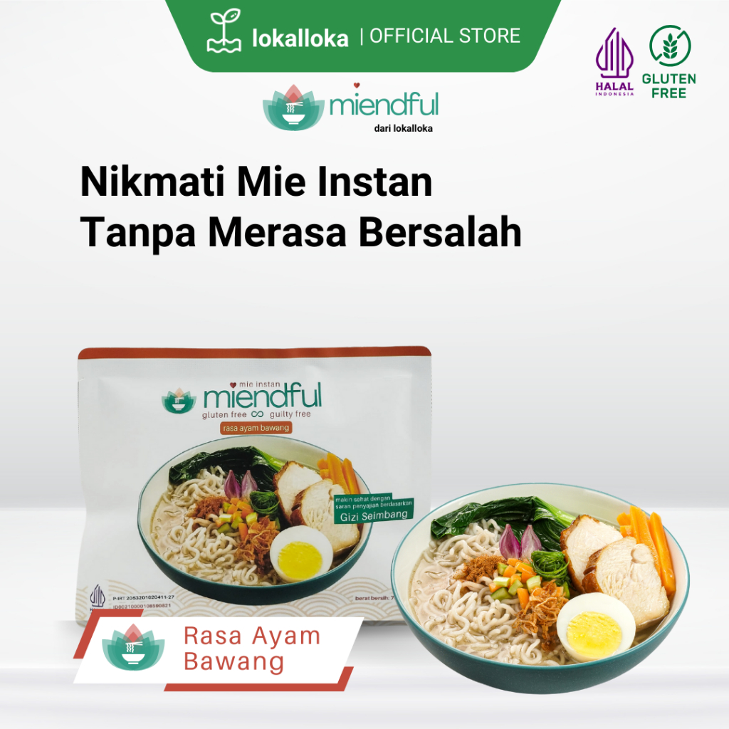 

Mie Instan Sehat Gluten Free Miendful 70 gram rasa ayam bawang