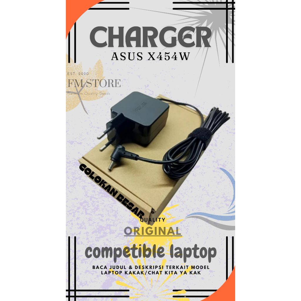 ASUS - Charger Original Adaptor Cas Laptop ASUS X454W X450C X450 X452EA X452C X452CP X555B X555BA-DS