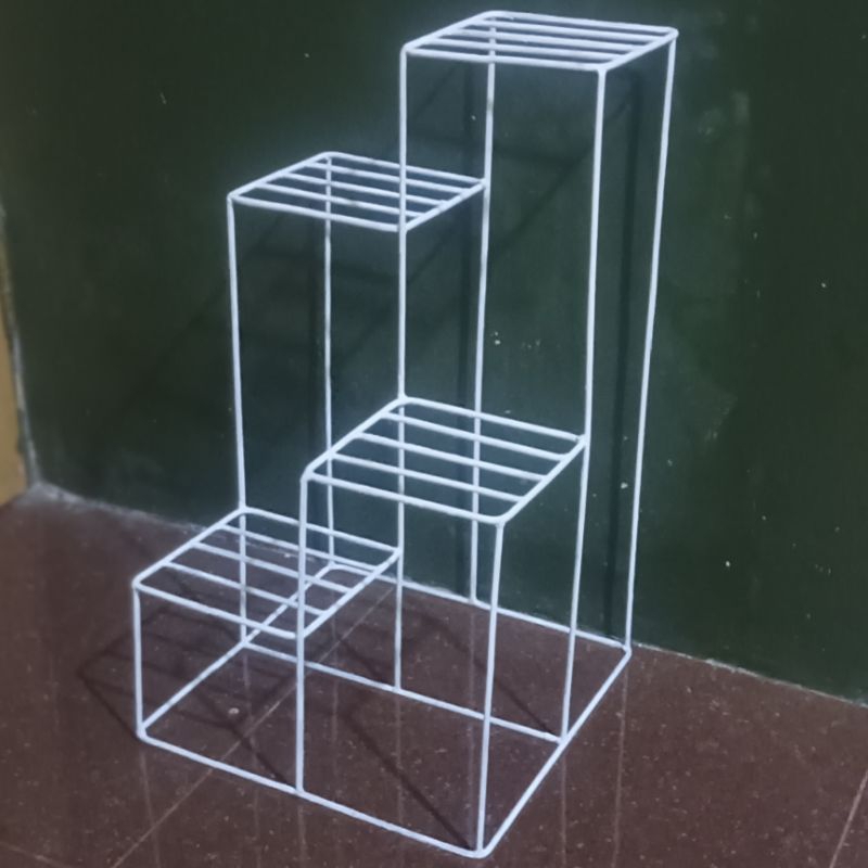 Rak Pot Bunga Besi Standing Pot 4 Susun Kotak / Dudukan Pot Bunga 4 Tingkat