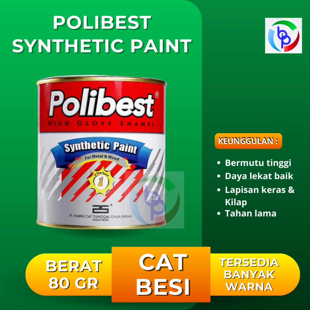 Polibest Cat Besi Hitam Kilap 80 gr/Cat Besi Anti Karat 80 gram di Makassar