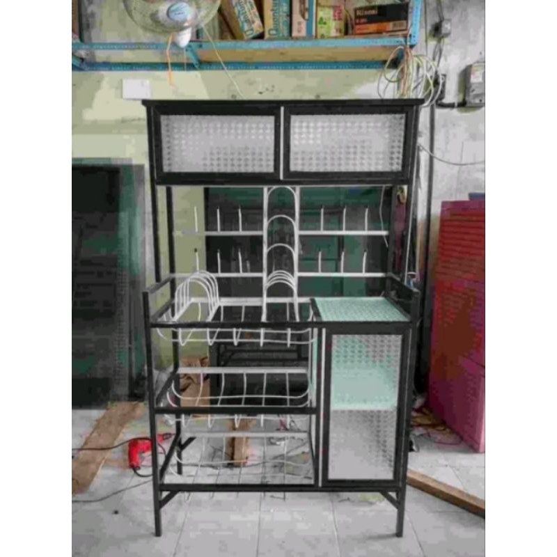 Rak piring aluminium kaca 3 pintu