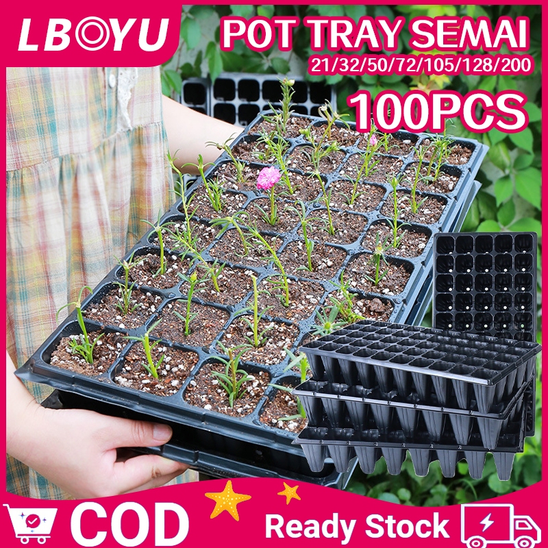【100 pcs 】Tray Semai Seedling Tray Semai 20~200 Lubang/ Seeding Tray Hidroponik