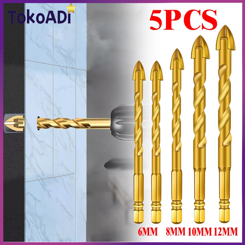 5pcs Mata Bor Untuk Mata Bor Silang Tombak Mata Bor Tungsten Karbida Pengeboran Cepat Multifungsi