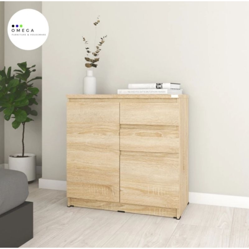 CREATIV Buffet Kabinet Meja Samping Minimalis Motif Kayu [ACURA SB 80]