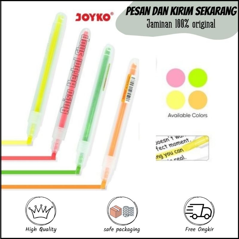 

(1 PCS) Joyko Highlighter Pen Stabilo Warna Warni Pulpen Penanda Berwarna