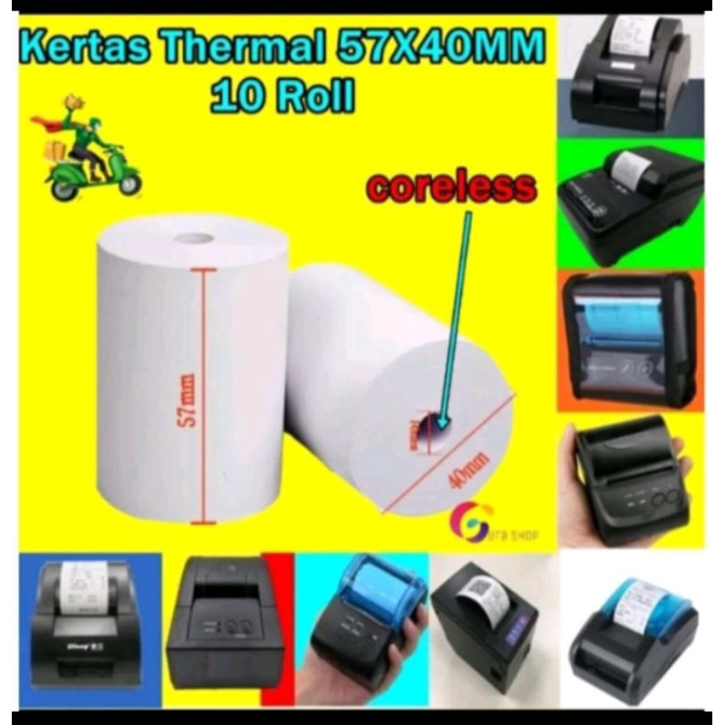 

KERTAS STRUK THERMAL POLOS 58x38mm - EDC / Kertas Printer Bluetooth Isi 10 - SEPACK - CORELESS
