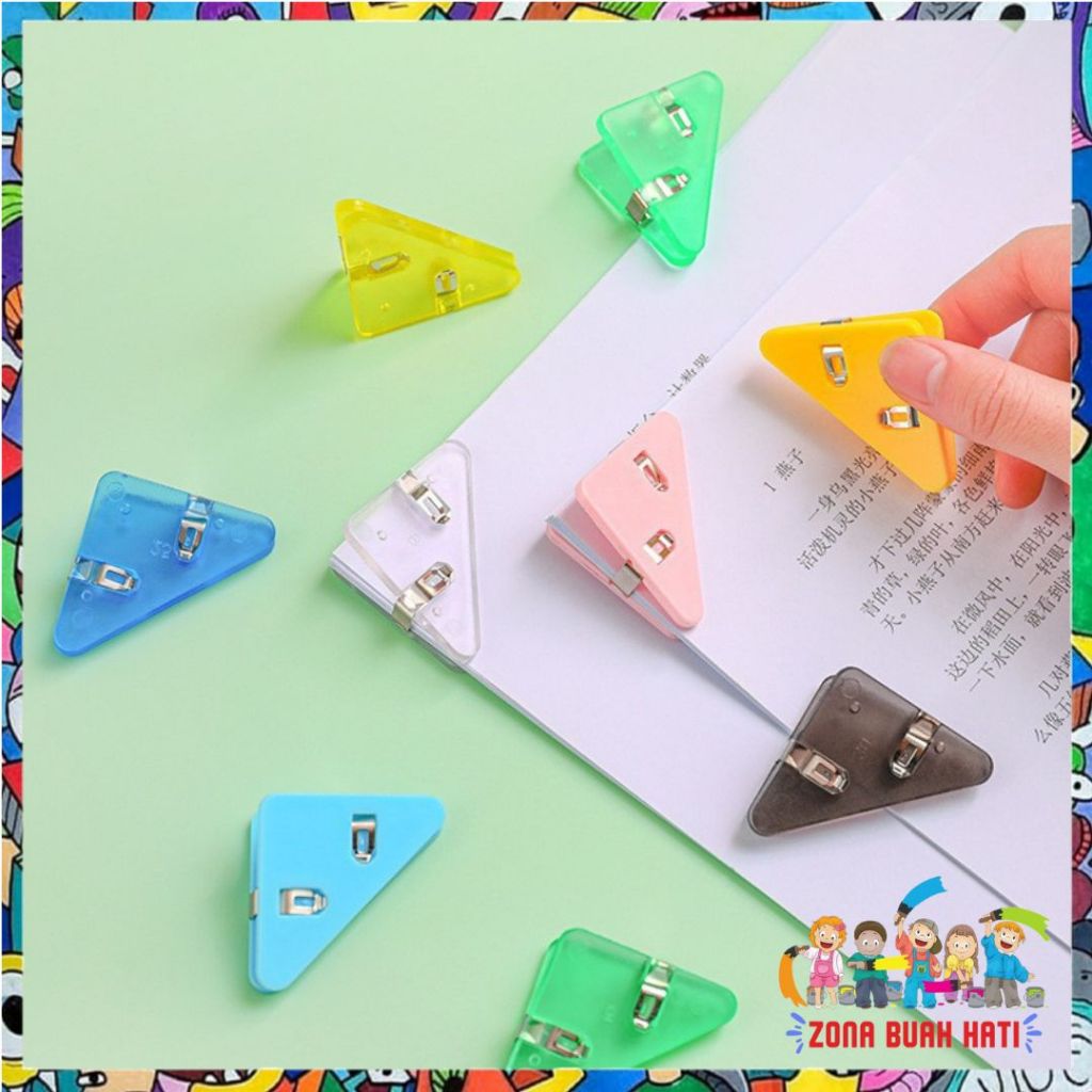 

ZBH Paper Clip Segitiga Warna-Warni Klip Sudut Penjepit Buku Akrilik Penjepit Kertas Binder Plastik Clips Book & Paper Corner Perlengkapan Kantor Sekolah t