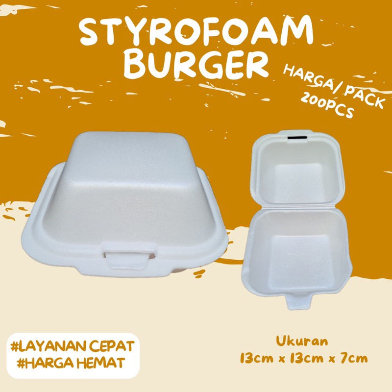 Styrofoam Burger Kotak Box Gabus Sterofoam Isi 200Pcs