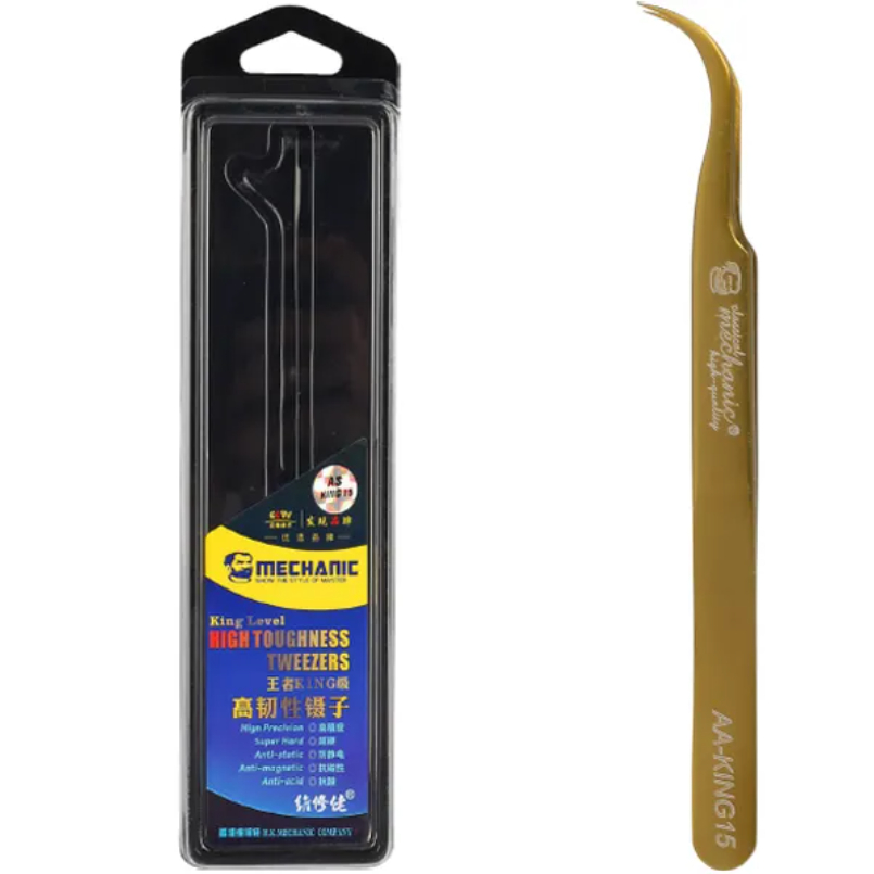 PINSET MECHANIC THE KING AA-KING15 GOLD high tenacity SMD tweezer ORIGINAL