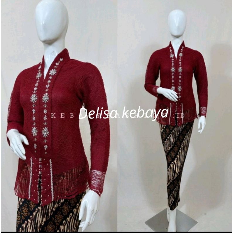 Bisa(COD)Ready New collection/Set Kebyaa Tunik Brokat/Kebaya Floy Brokat Payet/Kebaya Modern/Kebaya 