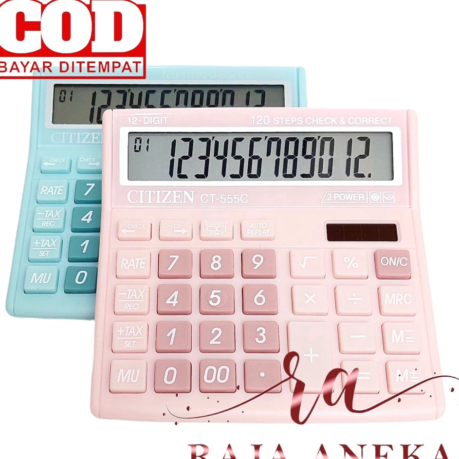 

KODE GRSFM KALKULATOR FANCY WARNA WARNI CALCULATOR CITIZEN 555N 555 N 555 C 555 COLOUR SERIES 12 DIGIT CHECK ULANG CHECK CORRECT BISA HITUNG ULANG