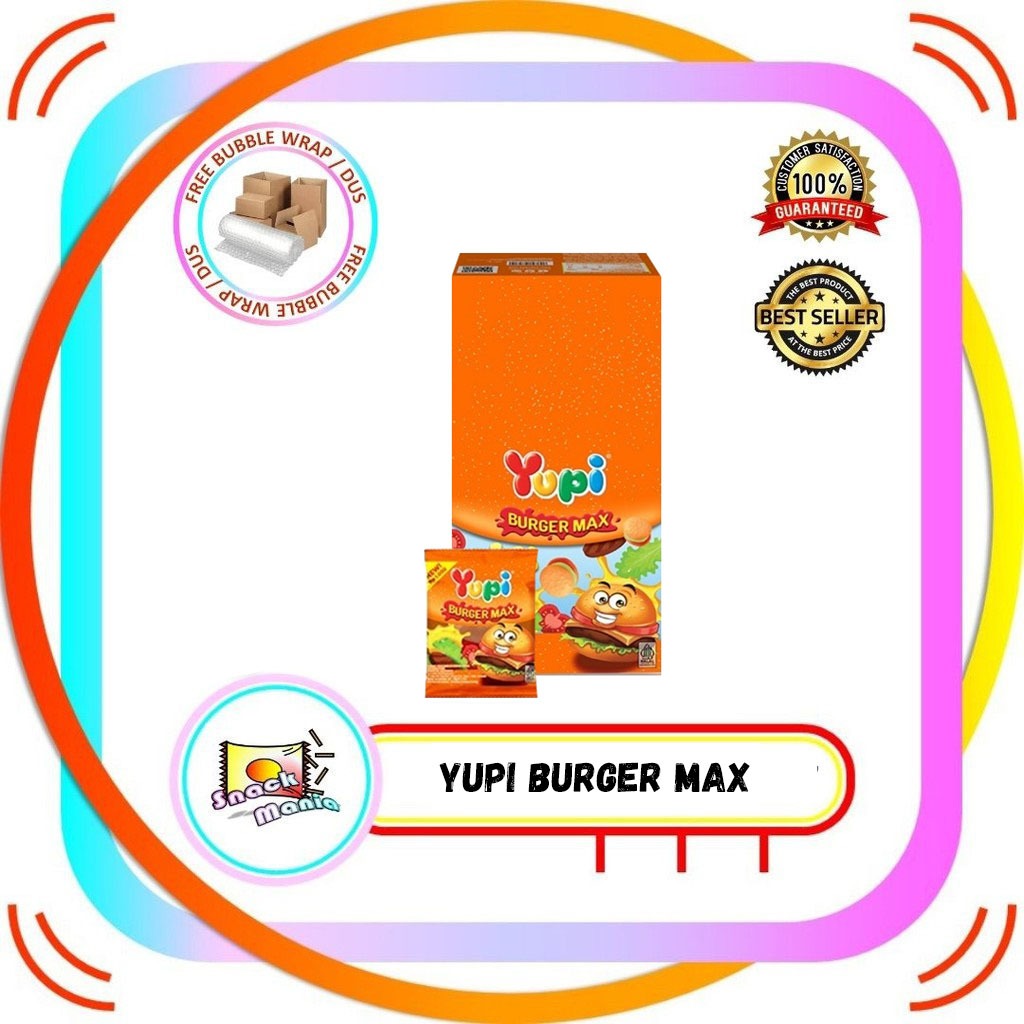 

Yupi Permen Jelly Candy Gummy BURGER MAX Xtra Besar 12 pcs BOX