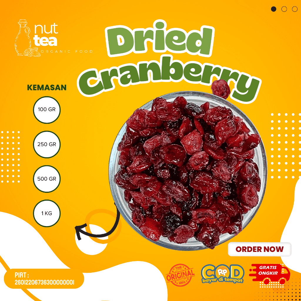 

Organic Dried Cranberry 500gr - Kranberi Kering / Unsweetened / Organik