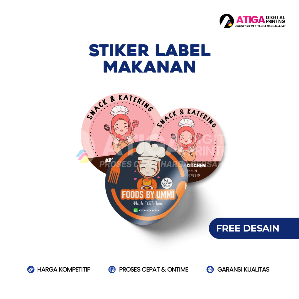 Stiker Box Nasi - Stiker Box Snack - Stiker Label Makanan Bulat Custom