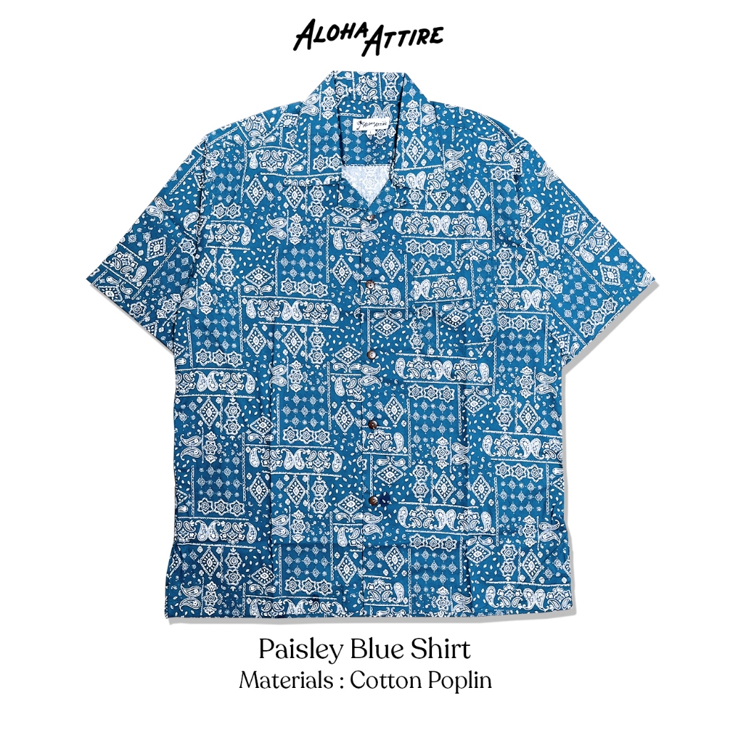 Aloha Attire Paisley Navy Shirt - Kemeja Pantai / Kemeja Pria