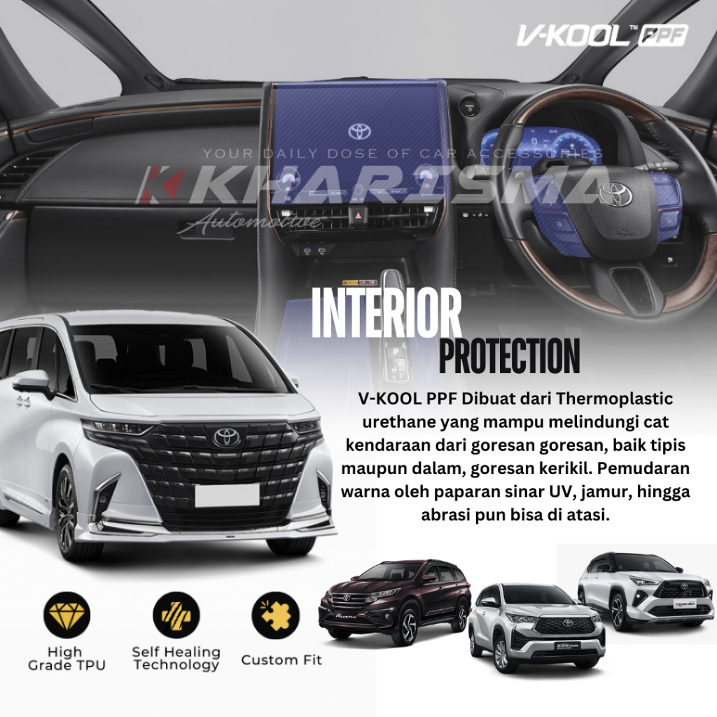 V-KOOL PPF Interior Protector Toyota ALPHARD | FORTUNER | RUSH | ZENIX | VELOZ | YARIS CROSS