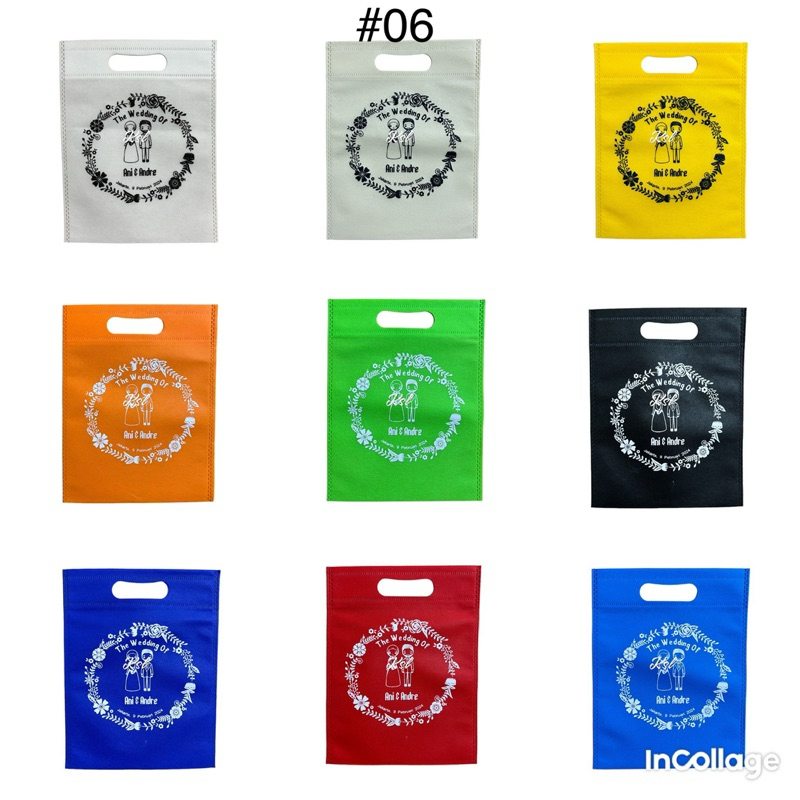 

Tas Spunbond / Tas Kain Belanja / Goodie Bag OVAL SOUVENIR WEDDING 20x26 ( 1W )