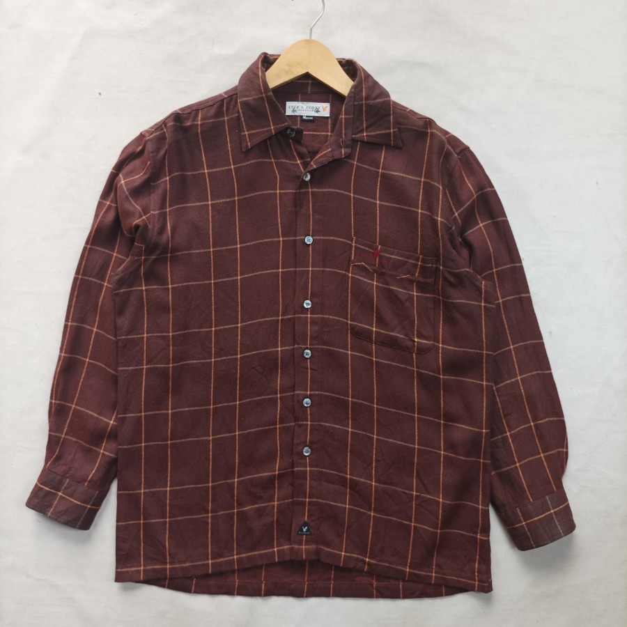 kemeja Lyle Scott brown plaid flannel shirt casual outer