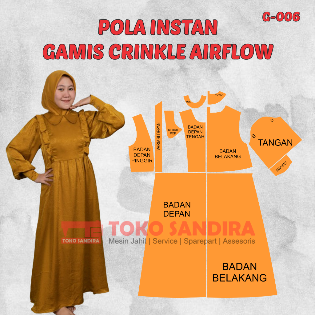 pola gamis/pola instan gamis/pola gamis uragiri/pola instan murah/pola jiplak murah/pola jahit kompl