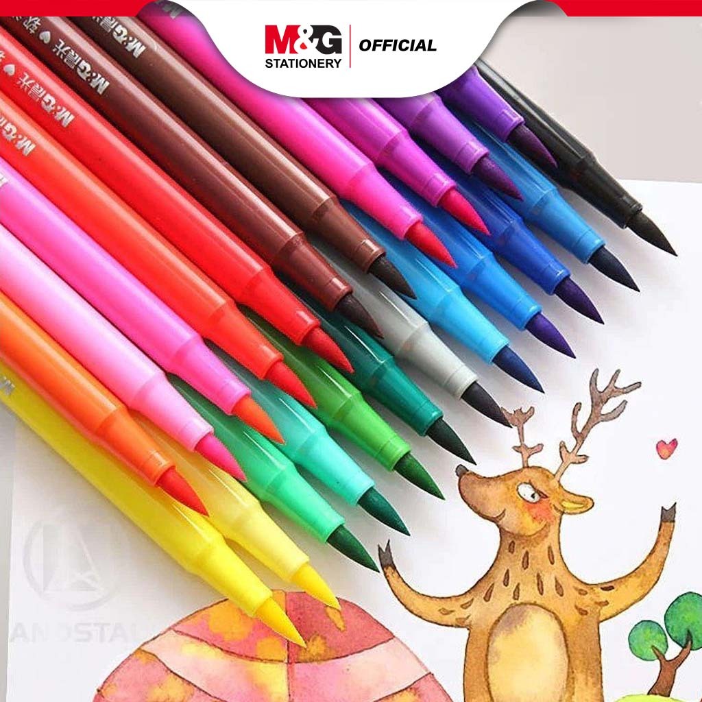 

M&G Soft Brush Water Color Pen Washable 12 colors 18 Colors 24 Colors