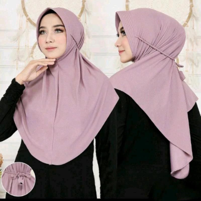 hijab /hijab tali uril HIJAB INSTAN hijab tali kepang dewasa jersey premium Bergo