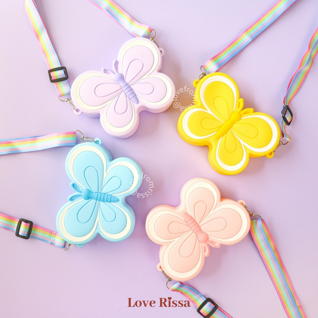 RB [RISSA] Tas Butterfly Tas Jelly Silikon Mini Cute Jelly Bag Sling Bag Kecil Cantik Tas Anak Anak