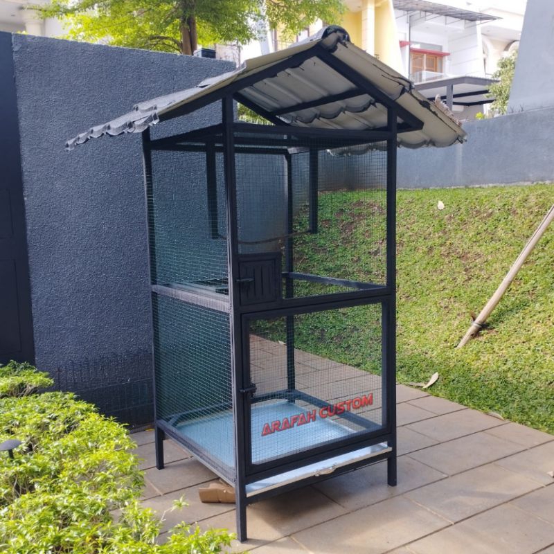 Sangkar Kandang Ternak Koloni Besar Burung Lovebird Murai Kenari Beo Jalak Perkutut Atap Genteng
